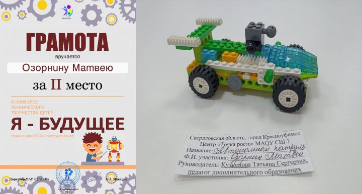 Итоги участия обучающихся творческого объединения "Основы робототехники" в Муниципальном конкурсе технического творчества детей «Я - Будущее»